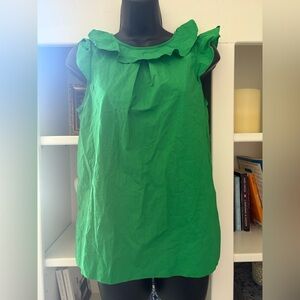 J. Crew Emerald Green Ruffle Sleeve Tank Top